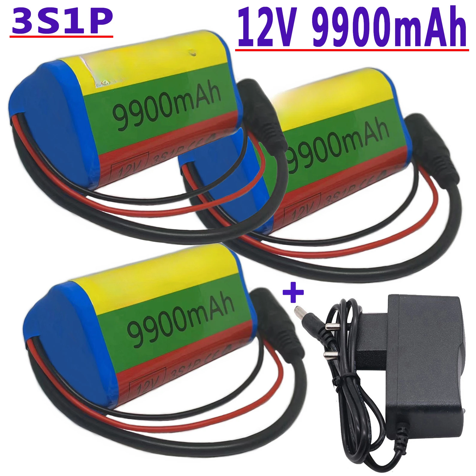 

100%.New.12V.9900 mAh.3S1P.Batterie Au Lithium.18650.Batterie Au Lithium Pack Protection Conseil Rechargeable.1A Chargeur.