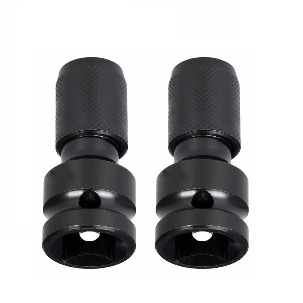 

2 Sets 1/2 In Electric Screwdriver Conversion Head Spring Sleeve Square Female Drive To 1/4" Hex Shank Socket Adapter Hand Tools