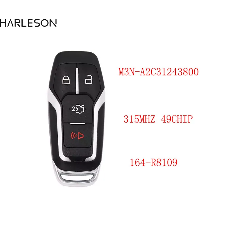 

eplacement PROXIMITY KEY SMART KEYLESS REMOTE FOB 4 Button 315MHz for FORD FUSION EDGE EXPLORER Mustang 2015 2016 2017