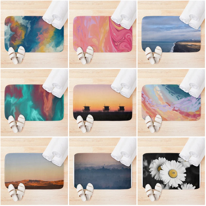 

Радужный Противоскользящий коврик для ванной комнаты, маленький коврик для душа, коврик для входной двери, кухонный коврик, коврик для спал...