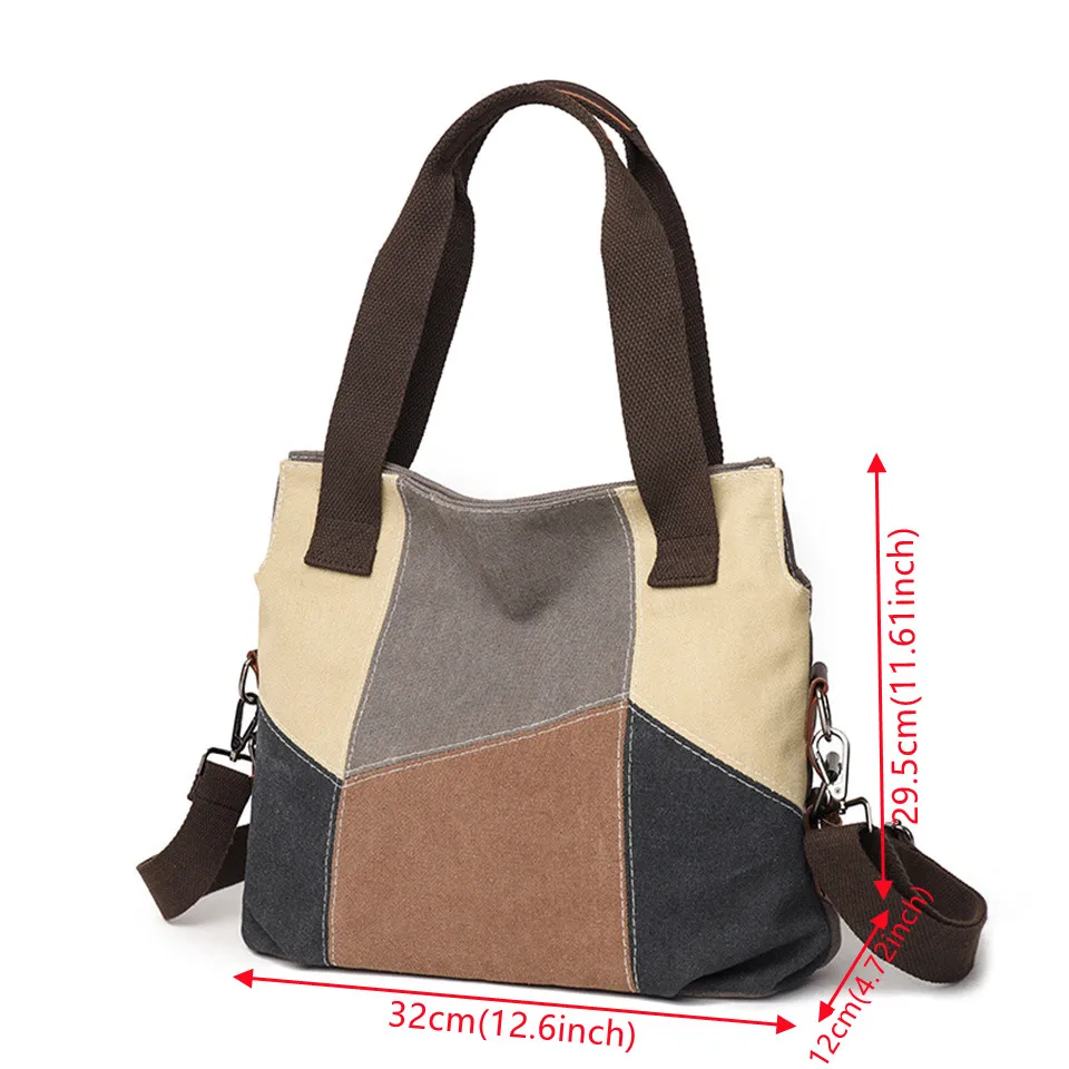 Women New Handbags Crossody Bags Shoulder Bag Female Messenger Bags Color Block Canvas Handbags