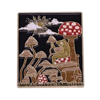 cartoon frog and mushroom enamel pin wrap clothes lapel brooch fine badge fashion jewelry friend gift