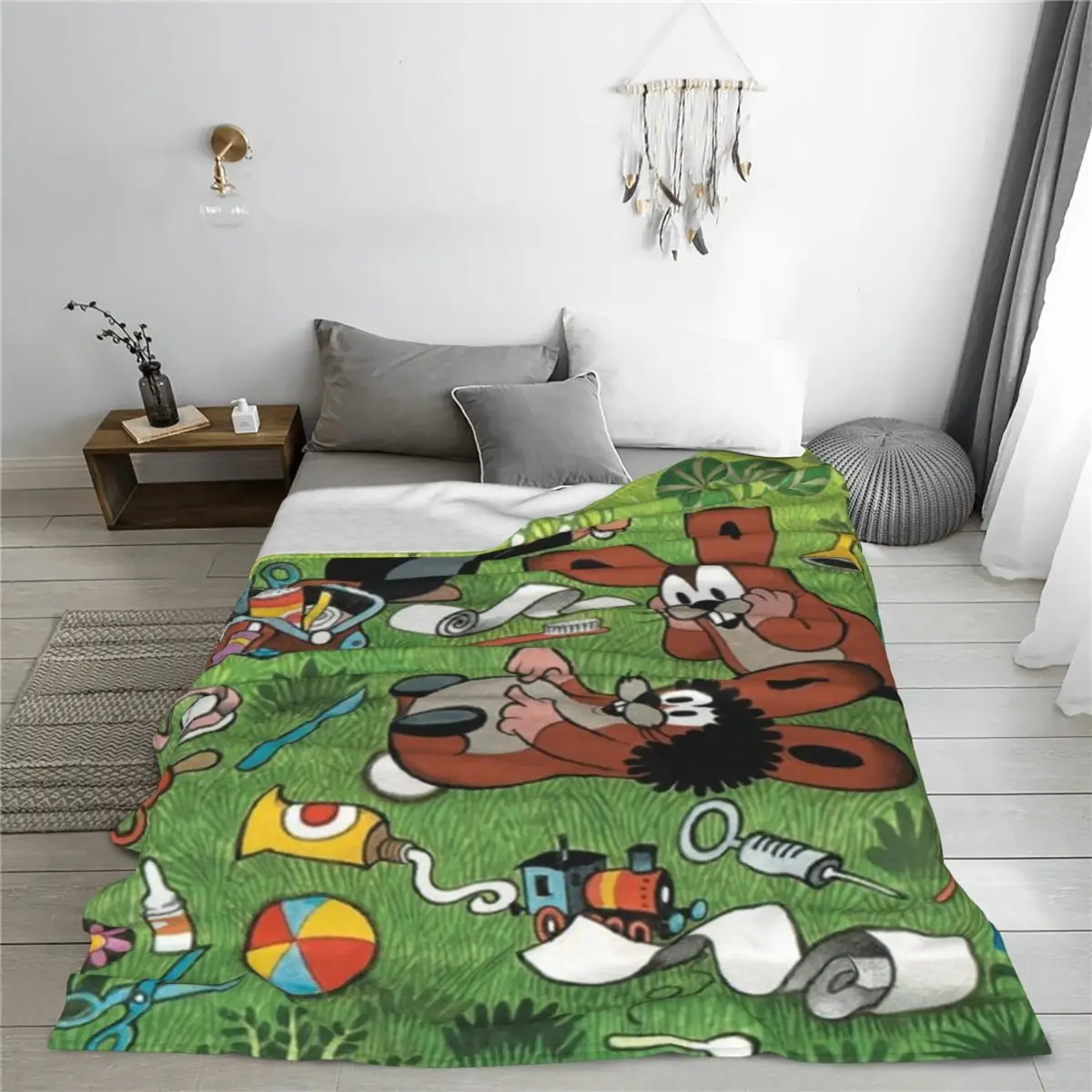 Одеяло с рисунком маленького крота Krtek плюшевое мягкое покрывало из кораллового