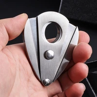 2022new auto springback cigar cutter stainless steel metal classic double blade cigar cutter guillotine cigar scissors gift box