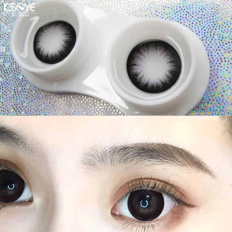 

KSSEYE 2 шт. натуральные черные контактные линзы для глаз с диоптриями для близорукости круглые мягкие цветные линзы большого диаметра 14,5 мм