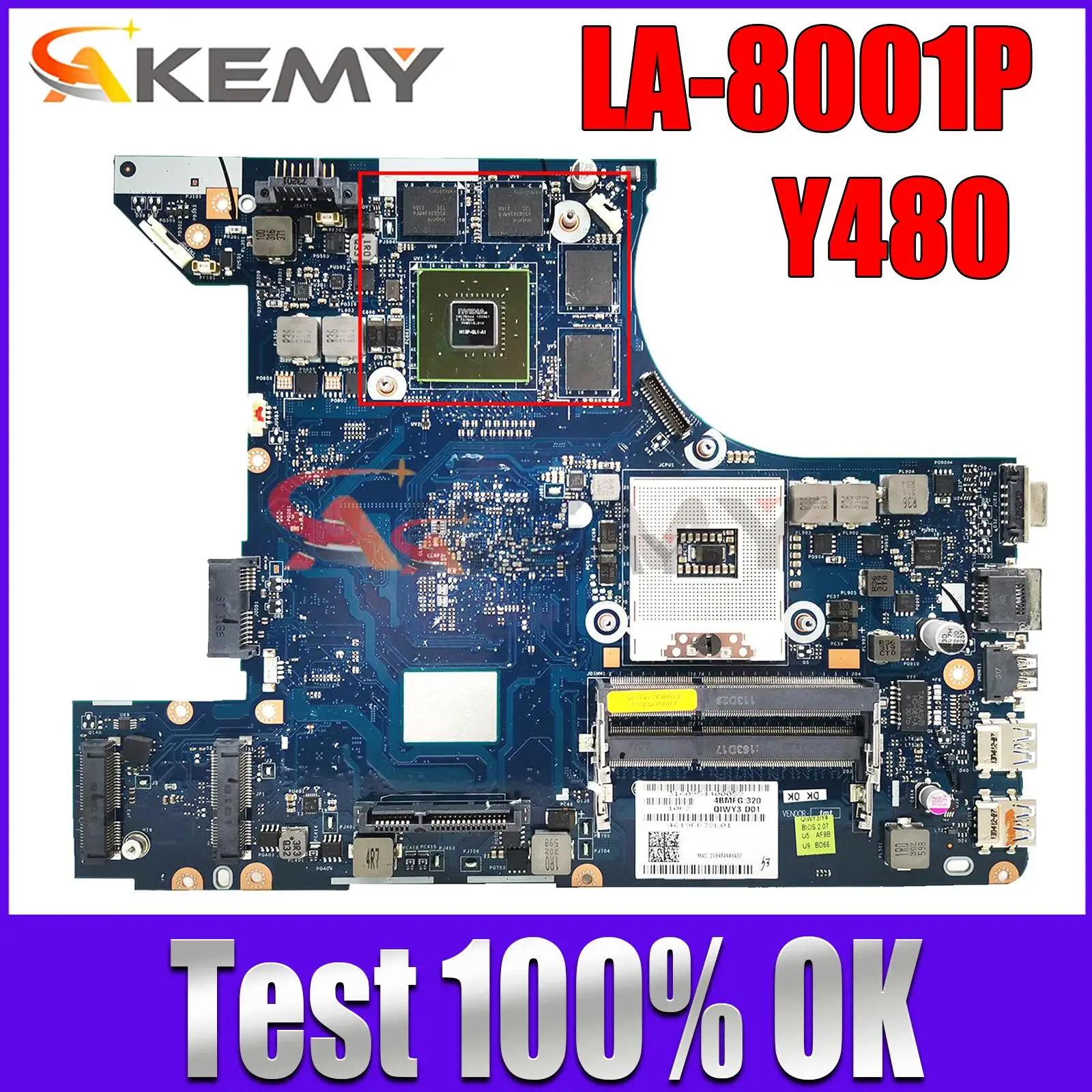 

LA-8001P for Lenovo Y480N Y480M Y480 notebook motherboard PGA989 HM77 GPU GT640M 2GB 100% test work