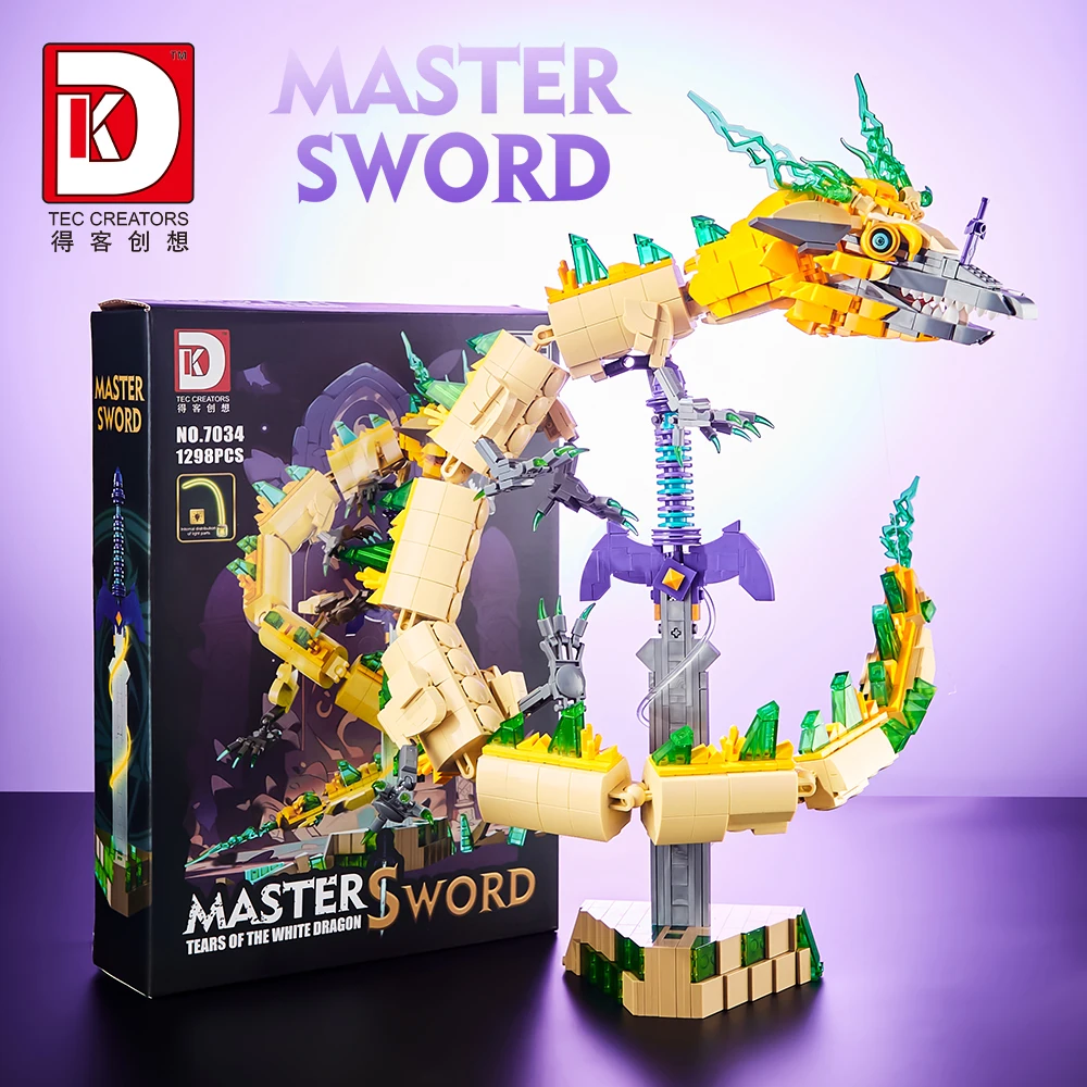 Фото Deke 7034 Light Zelda White Dragon Legend Master Sword 1298, детский образовательный сборный строительный блок, игрушки №1