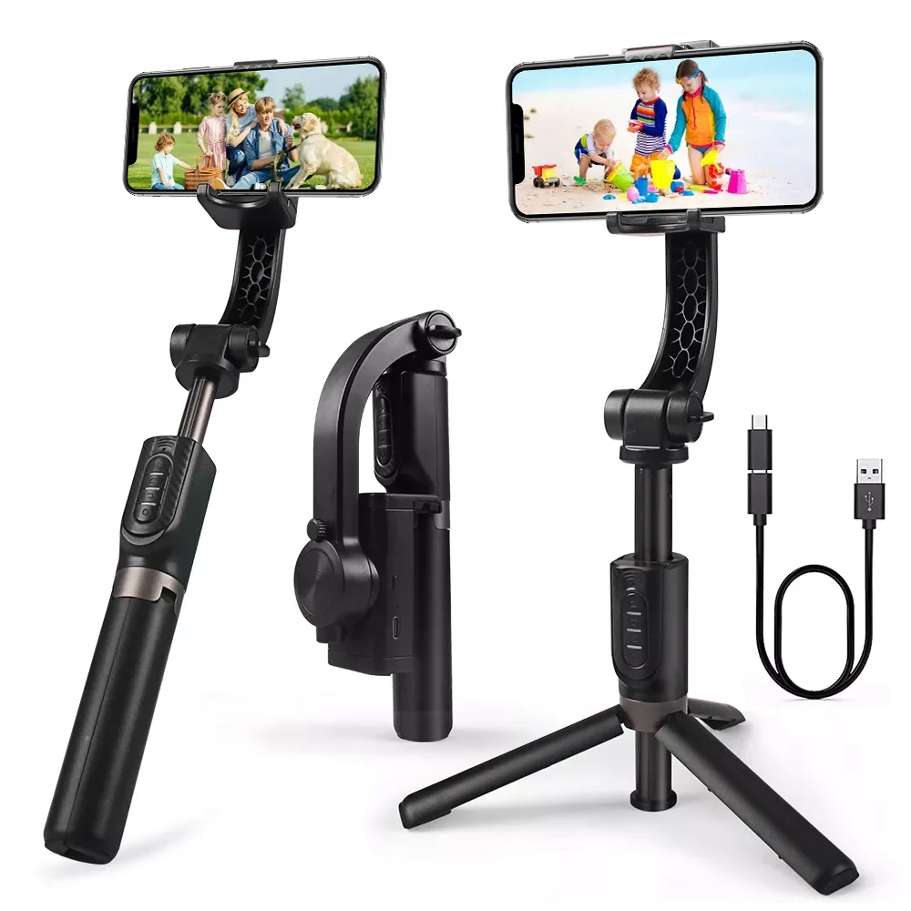

New2022 Stabilizer Cellphone 1 Axis Mobile Stabilizer Gimbal 360° Rotation Auto Balance Remote Handheld for Video Shooting Acti