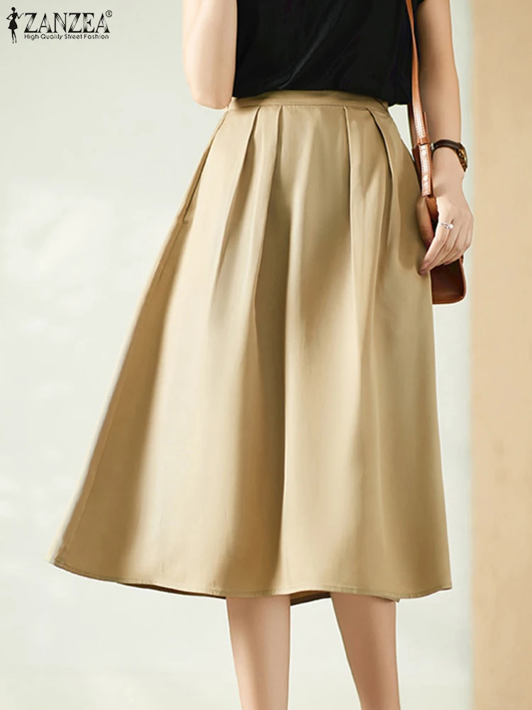 Юбка ZANZEA Женская плиссированная средней длины повседневная элегантная