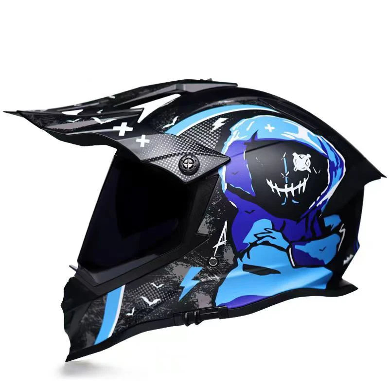

Adult off-road motorcycle helmet, double lens helmet light and breathable men's all season racing rally helmet