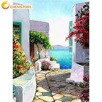 chenistory colorful street oil painting diy digital painting by numbers adult kit with frame on canvas for home decor handpainte