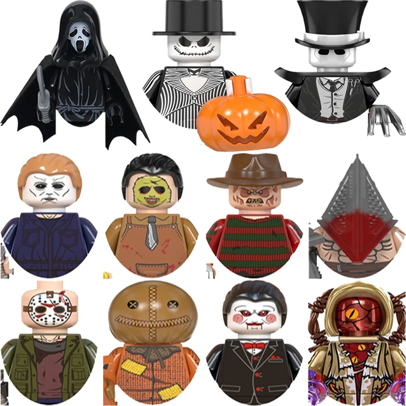 

Отличная цена! Хэллоуин ужас Билли Джейсон Michaelmyer Sceram Killer Ferddy модель строительные блоки кирпичи игрушки для детей