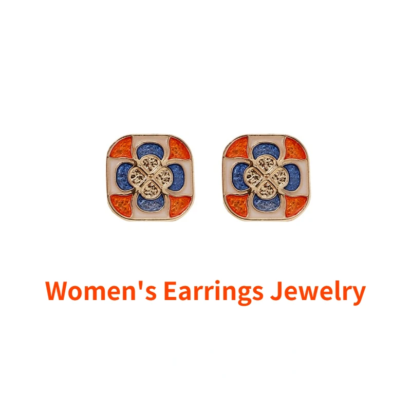 

2022 NEW 925 Silver Needle Earrings Women's Earrings Retro Fashion Window Printing Small Personalized Earring Ethnic Jewelry