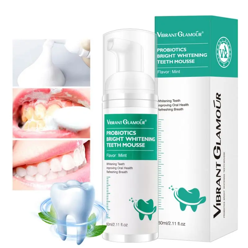 

60ml Mint Probiotics Brighten Tooth Whitening Mousse Toothpaste Remove Stains Remove Plaque Odor Oral Hygiene Refresh Breath