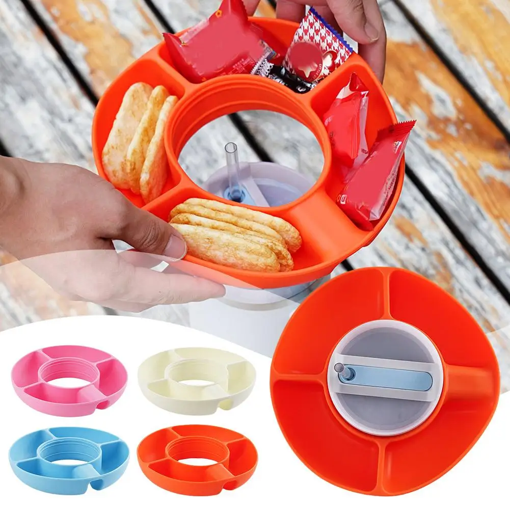 

Silicone Snack For Stanley Cup 40 Oz , Snack Container, 4 Compartment Reusable Snack Platters Reusable Easy To Use Pink C5S3