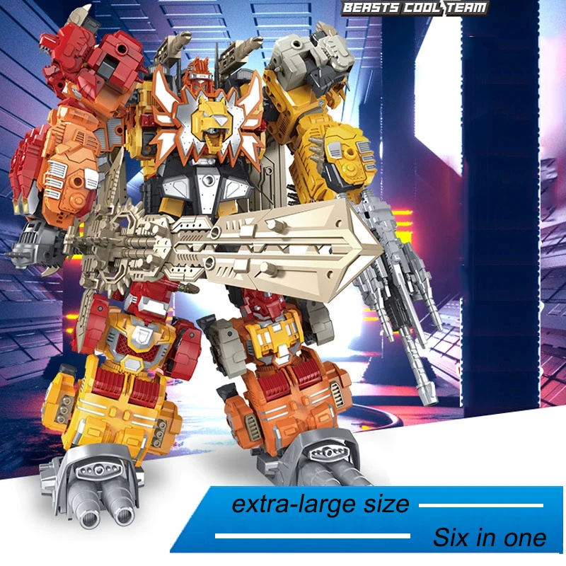 

Predaking Figures Six In One Crazy Beast Form Transformation Combination Team Children'S Puzzle Assembly Robot Model Toy