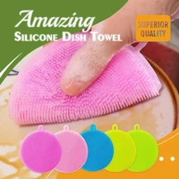 1pcs sponge scouring pads kitchen cleaning brush silicone dishwashing brush fruit vegetable cleaning brushes pot pan