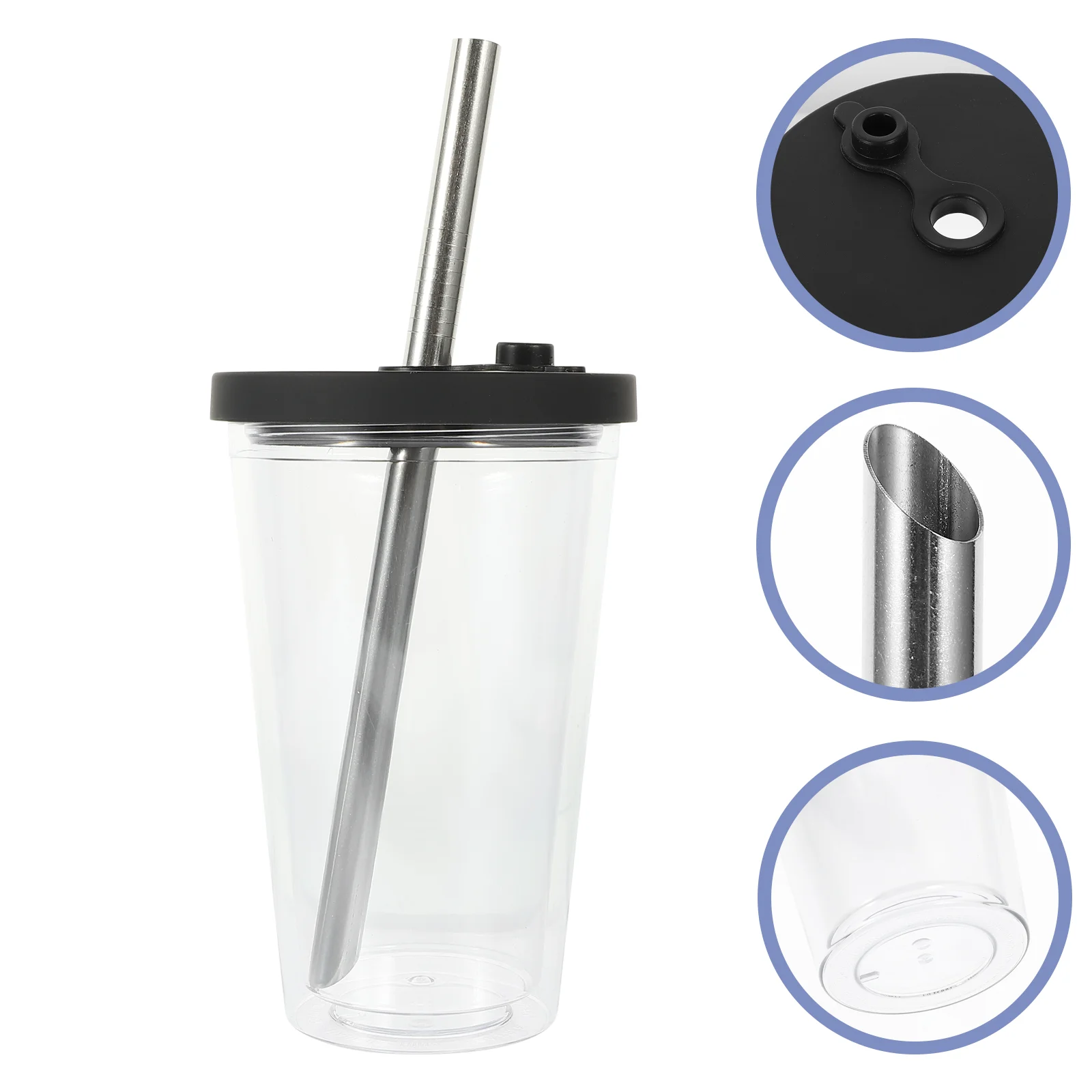 

And Cupslids Straws Tumblers Reusable Clear Cup Straw Layer Water Thickeneddouble Lid Adultoz Insulated