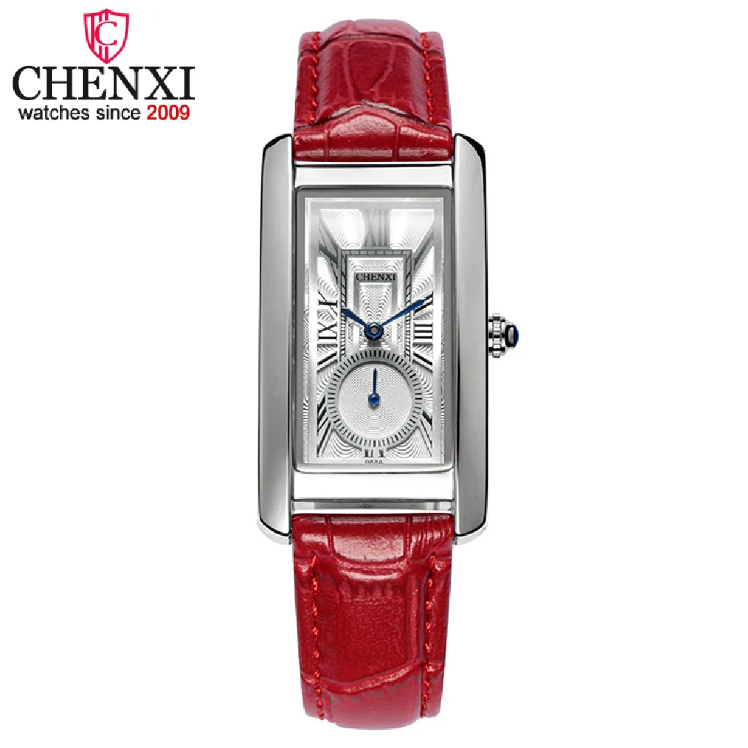 CHENXI Women's Red Leather Watches Women Fashion Simple Luxury Brand Analog Quartz Watch Ladies Small Fresh Classic Wristwatches