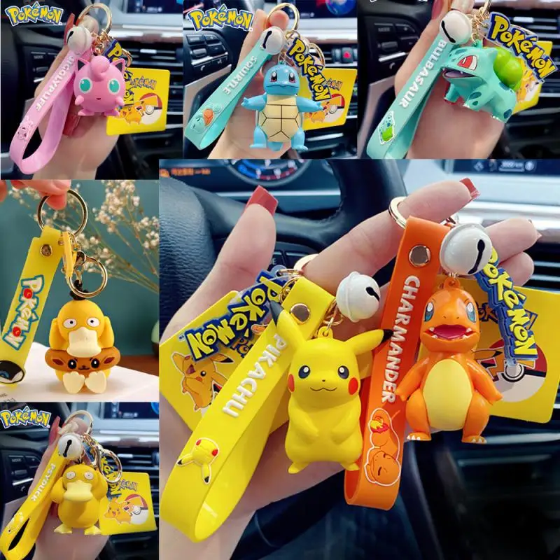 

Pokemon Action Figure Pikachu Charmander Snorlax Squirtle Anime Pokemon Cartoon Keychain Bag Keyring Pendant Gifts Toys For Kid