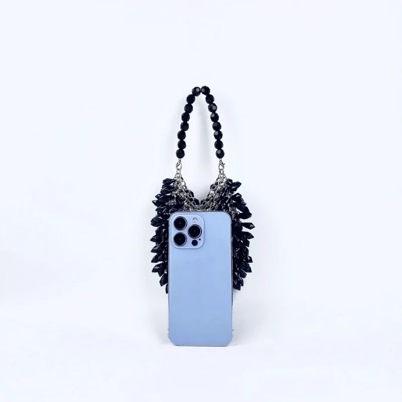 Женская вечерняя сумка роскошная дизайнерская плетеная черная акриловая ручной