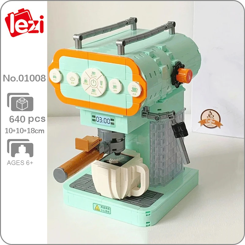 

Lezi 01008 Household Automatic Coffee Maker Kitchen Drink Machine Cup Model Mini Blocks Bricks Building Toy For Children No Box