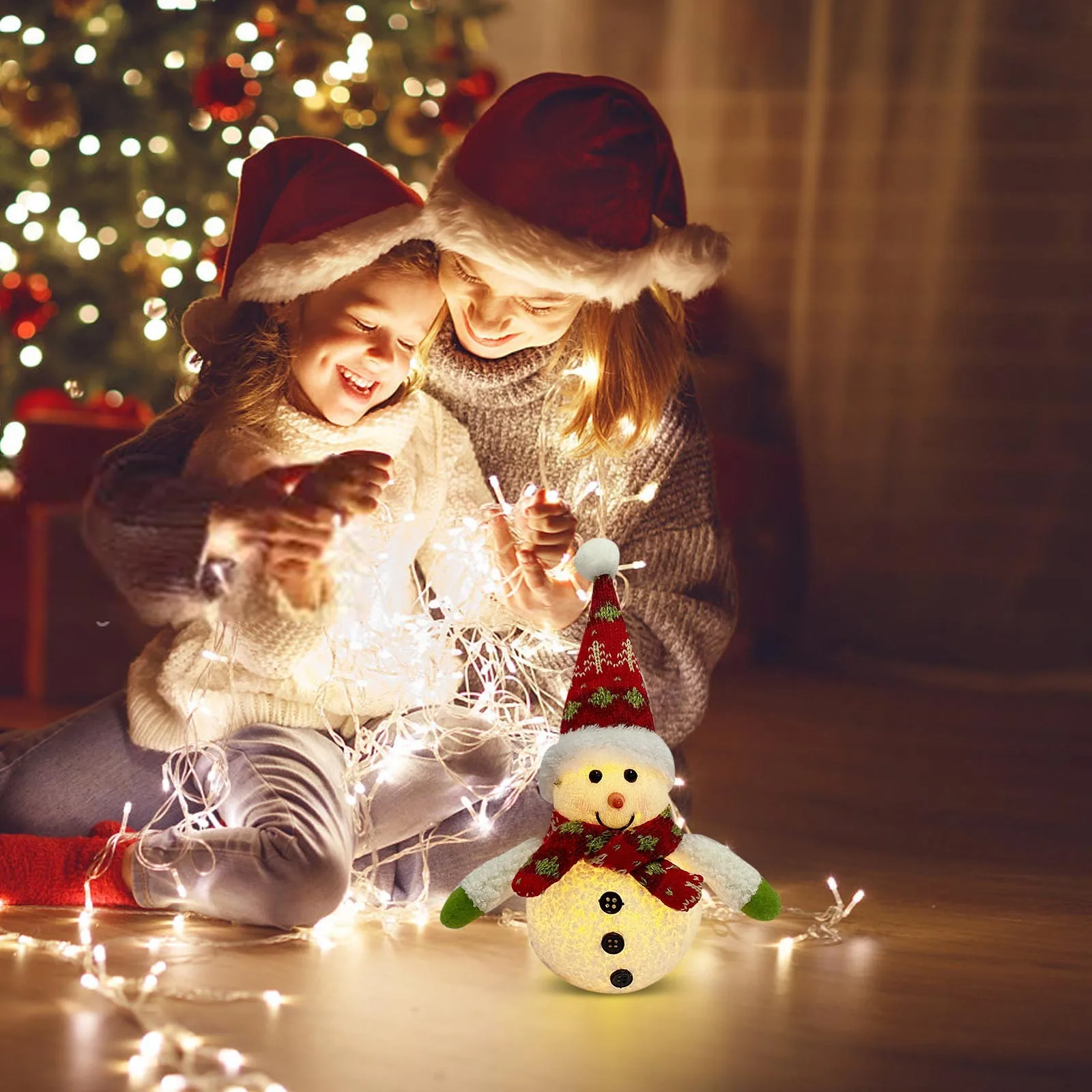 

Рождественские светящиеся снеговики, украшения для кукол, снеговик, Светящиеся Светодиодные Праздничные огни, зимние праздничные украшени...