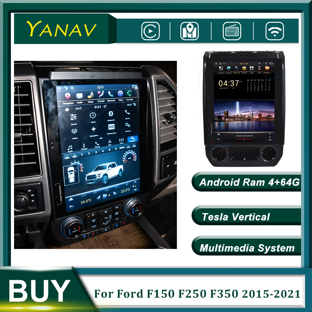 

PX6 Android For Ford F150 F250 F350 2015-2021 Car Radio Stereo Receiver Car Audio Multimedia MP3 Player Tesla Vertical Sreen