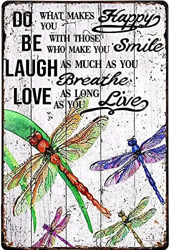 812 nch Drgonfly Do Wht Mde You Hppy Metl Tn Sgn Sgnge Decor Home Ktchen Resturnt Wll Club House