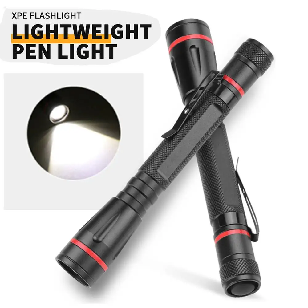 

XPE LED Flashlight Telescopic Zoom 200LM Mini Flashlight 3 Modes Clip Pocket Torch IPX4 Waterproof for Camping Hiking Emergency