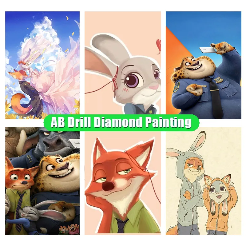 

Disney Ab Animation Crazy Animal City Handpainted Diamond Painting Cross Stitch Round Square Mosaic Artist Home Decor Gift Ll379