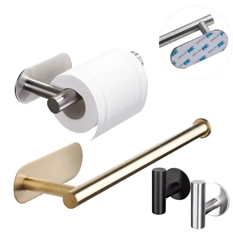 

Toilet Paper Holder Stainless Towel Holder Toilet Punch-free Roll Paper Holder Kitchen Hook Storage Holder