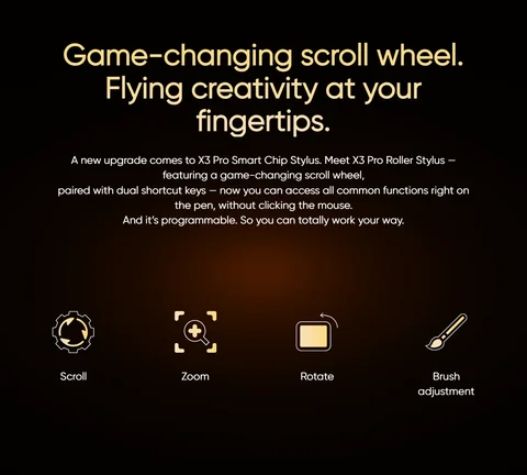 Роликовый стилус XP-Pen X3 Pro, 16 тыс. уровней давления, совместимый со столом для рисования Artist 22 Plus / Artist Pro Gen 2/ Deco Pro Gen 2