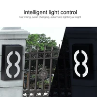 Solar Powered LED Number Sign Light House Hotel Door Address Digits Plate Plaque Mailbox Street Road Doorplate Outdoor Wall Lamp