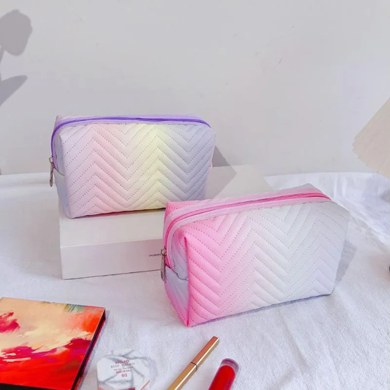 

Women's Bag Makeup Bag PU Bag Gradient Color Organizer Cosmetic Bag Small Portable Wash Bag Travel Storage Bag