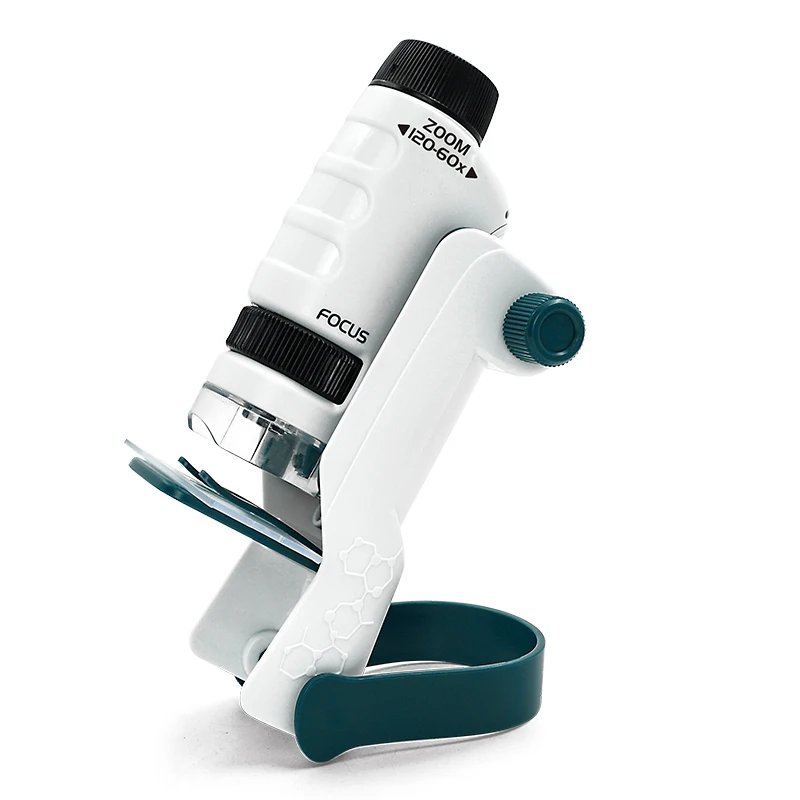 

Портативный ручной Биологический микроскоп, карманный портативный лабораторный увеличительный прибор со светодиодной подсветкой 60X-120X, шк...