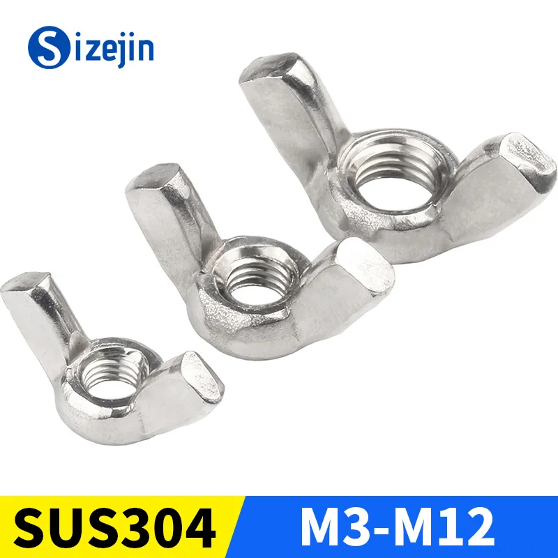 

Hand Tighten Thumbnut Butterfly Ear Wing Nut M3 M4 M5 M6 M8 M10 M12 A2-70 304 Stainless Steel Adjust Toolless Thumb Nuts DIN315