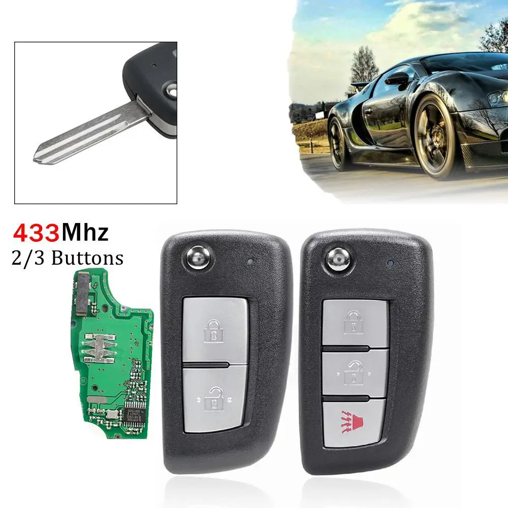 

Детали для автомобильных автомобилей, прочный 3-кнопочный 433 Мгц дистанционный ключ, дистанционный Автомобильный ключ, 2-кнопочный ключ без ключа