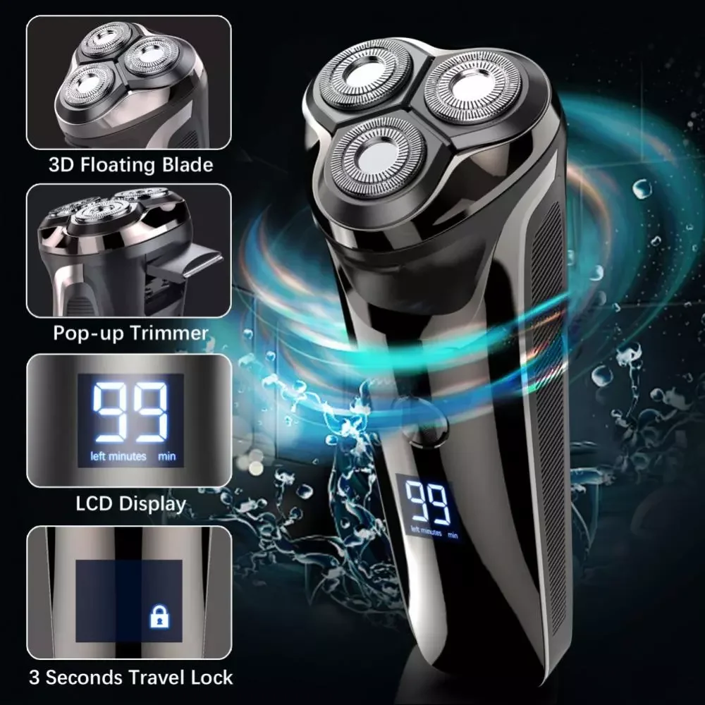 

NEW2023 Shaver Rechargeable Shaving Machine for Men Beard Trimmer Rotary Shaver Wet-Dry Dual Use Can Water-Proof