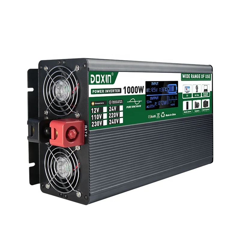 

Doxin pure sine wave 1000w 1200w 1500w 2000w dc 12v 24v 48v to ac 220v 110v solar inverter with US sockets
