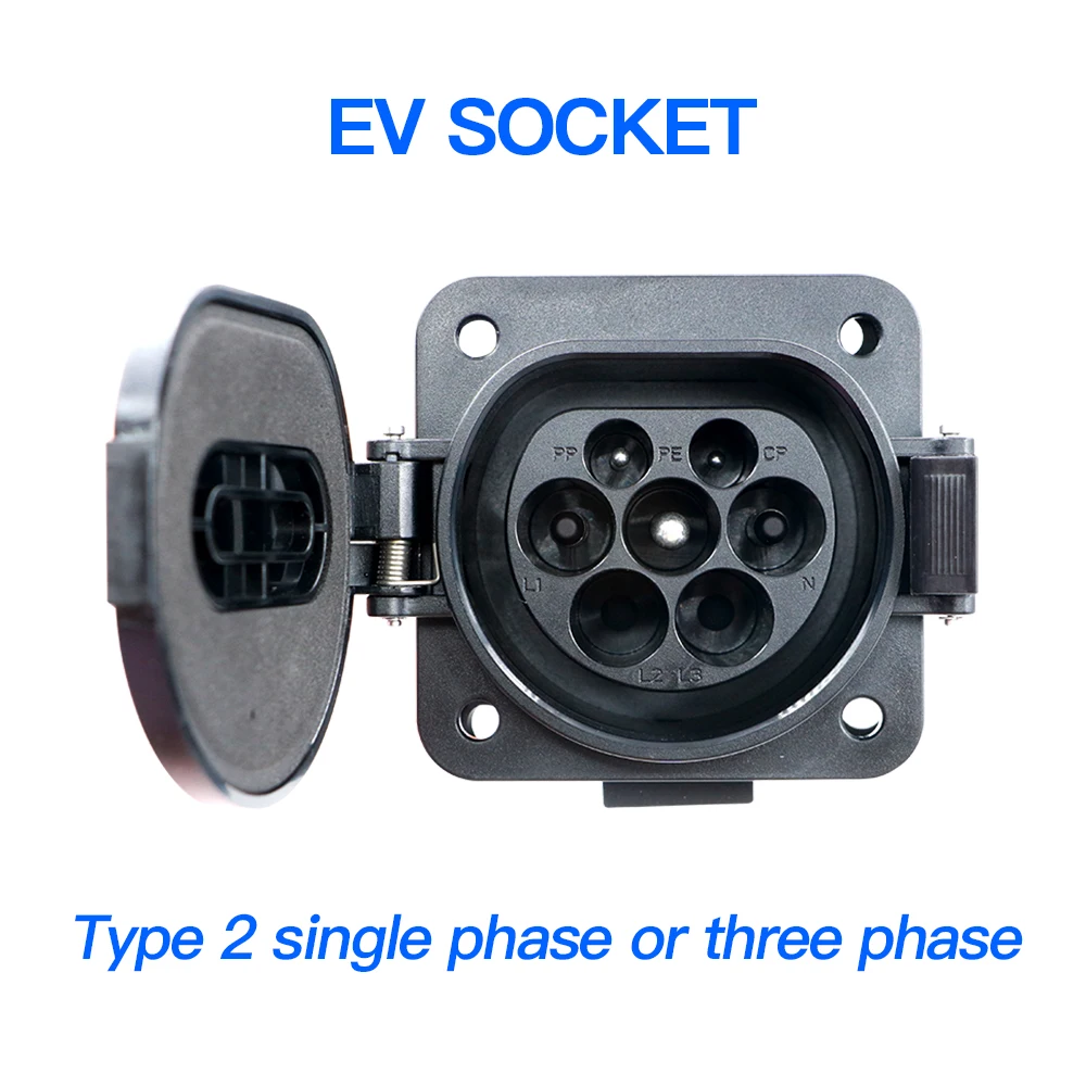 

Type 2 Male Socket Outlet Connector 16A 32A IEC 62196-2 Fixing EV Charger Electric Vehicle Charging Side