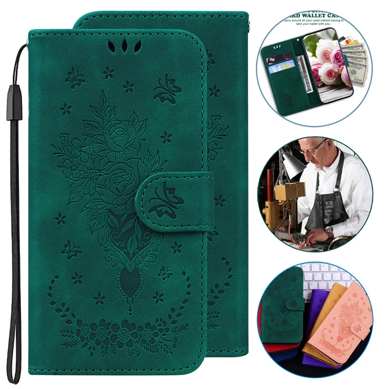 

Leather Wallet Cover Rose Case For Huawei Mate30 Mate 30 20 Pro P10 10 Mate20 Mate10 Lite 5G Flip Phone Bags Protective Cases