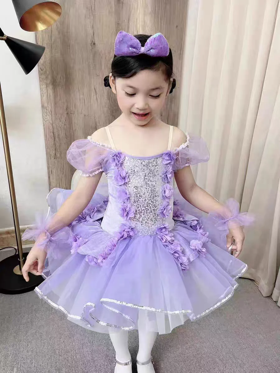 Детская балетная юбка цветочный костюм для выступлений балетное платье