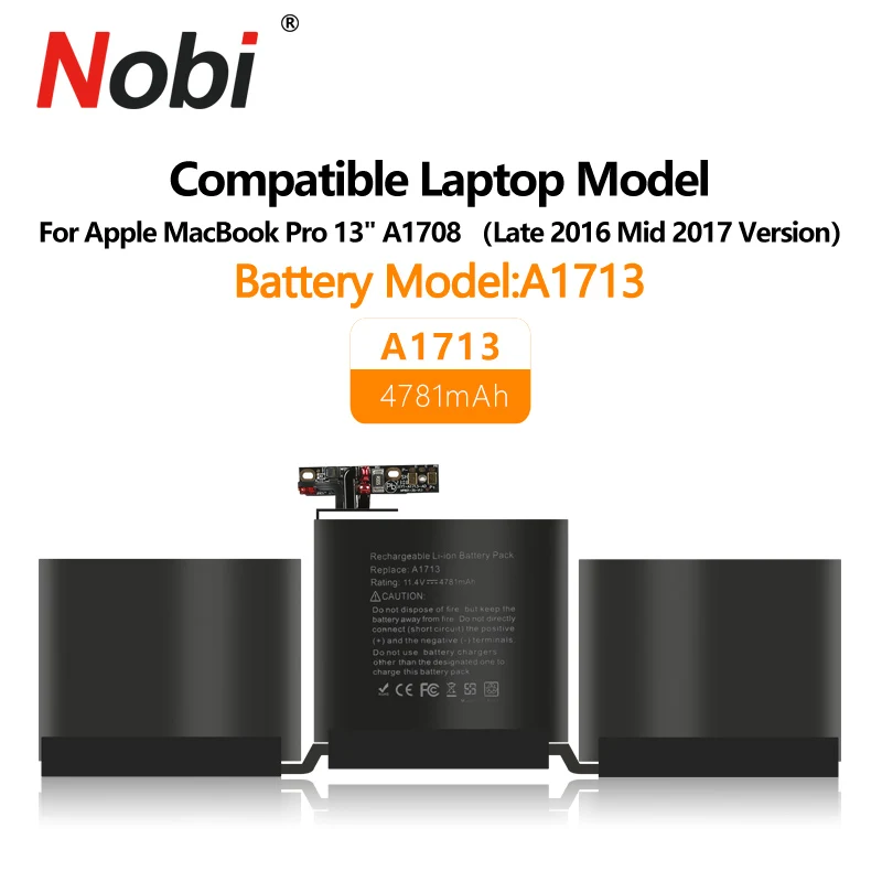 Аккумулятор Nobi A1713 для ноутбука Apple MacBook Pro 13 