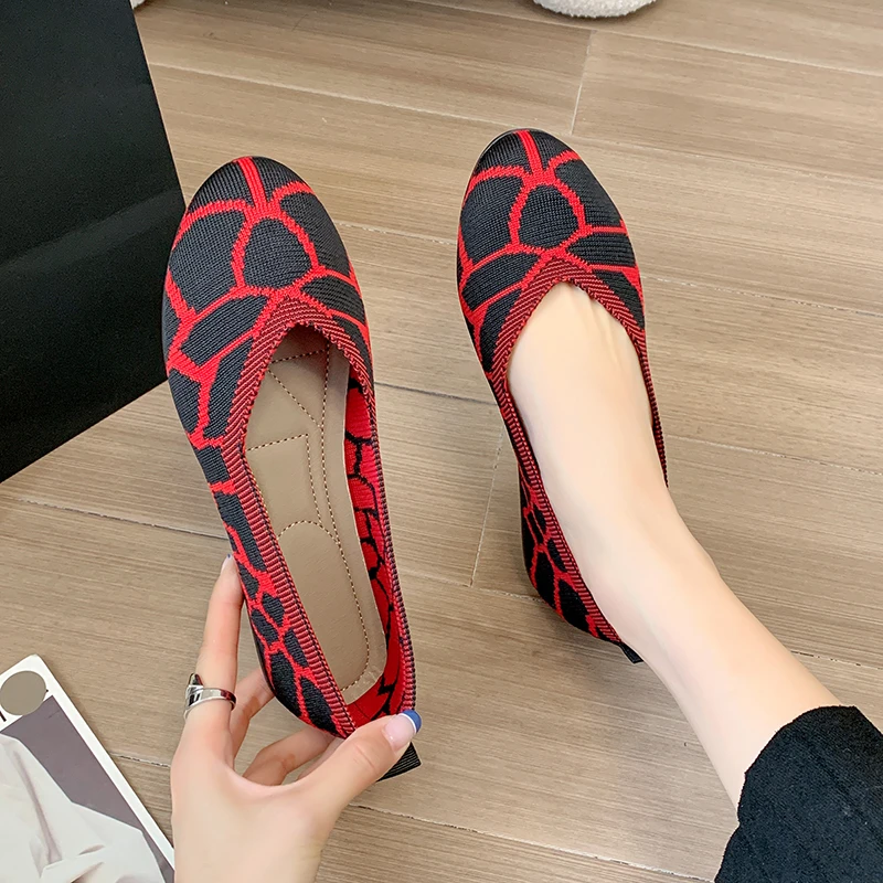 

Summer New Knitting Women Sneakers Fashion Mixed Colors Comfort Low Heel Ballerina Casual Women's Shoes Ladies Shoes Loafers