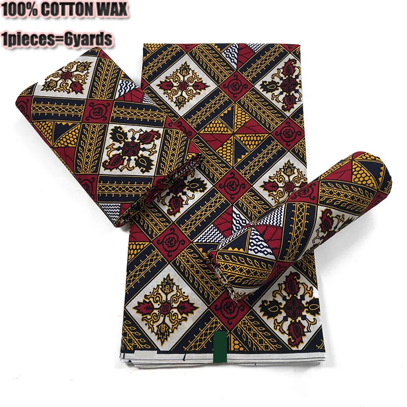 

100% cotton high quality tissu 6yards Ankara African prints batik pagne real wax fabric African style
