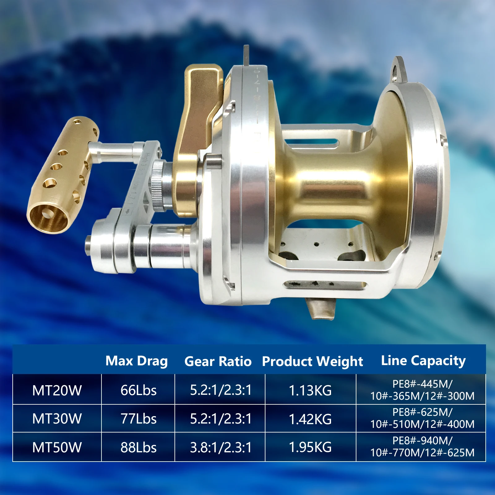 Металлический большой тормозной барабан джиг троллинговая рыболовная катушка