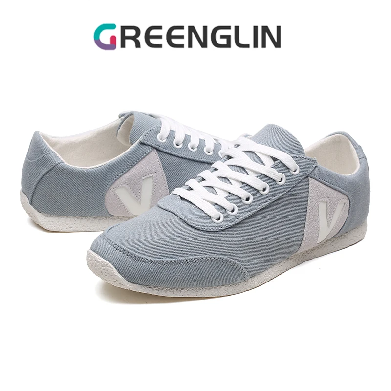 GREENGLIN Breathable Canvas Shoes Explosive Casual Men's Shoes Four Seasons Thin Version Soft Sole Small White Shoes