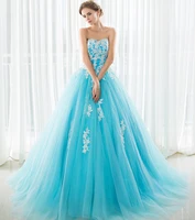 color tailed wedding strapless applique sewn beads fluffy dance skirt studio performance party dresses women evening