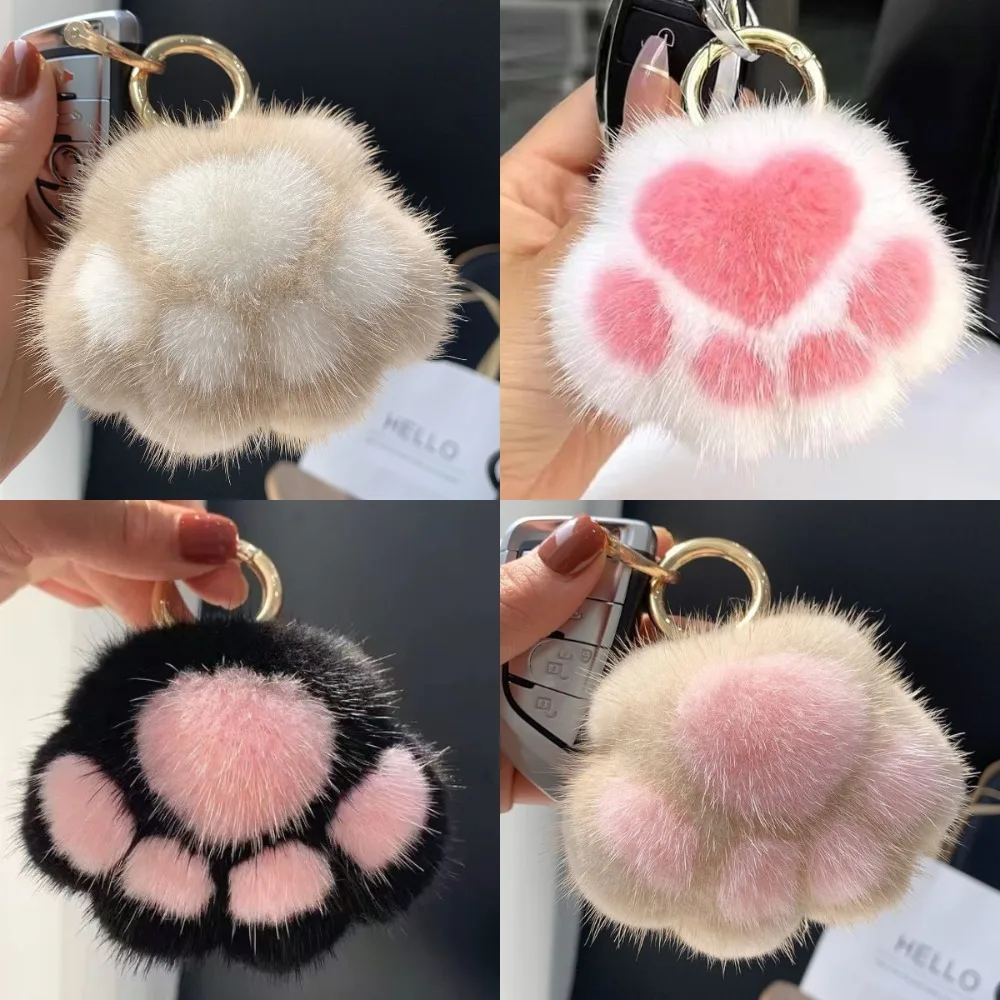 Фото Kawaii милая кукла брелок в виде кошачьей лапы пушистая мягкая плюшевая игрушка плюшевый автомобильный брелок для ключей в виде лапы животного брелок из искусственного меха День святого Валентина №4